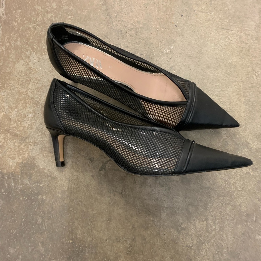 Zara witchy whimsigoth kitten heels pointed toe mesh‎ heels vampy